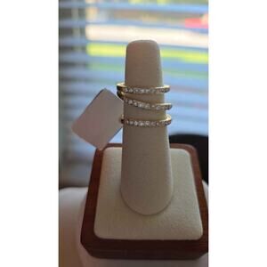 NEW Gold -Tone Triple Band Pave Ring by Macy's Size 6